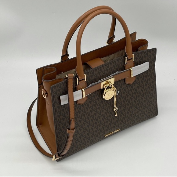 Michael Kors Medium Hamilton Satchel Bag Brown - Picture 5 of 13